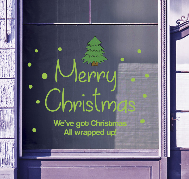 Merry Christmas Shop Window Sticker Festive Xmas Tree Sign Display Decal B93L