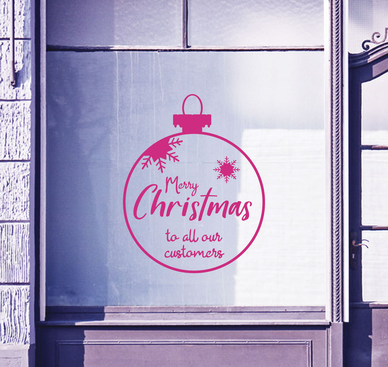 Christmas Bauble Merry Customers Shop Window Sticker Festive Xmas Sign Decal B94
