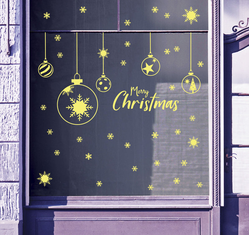 Christmas Bauble Merry Customers Shop Window Sticker Festive Xmas Sign Decal B95