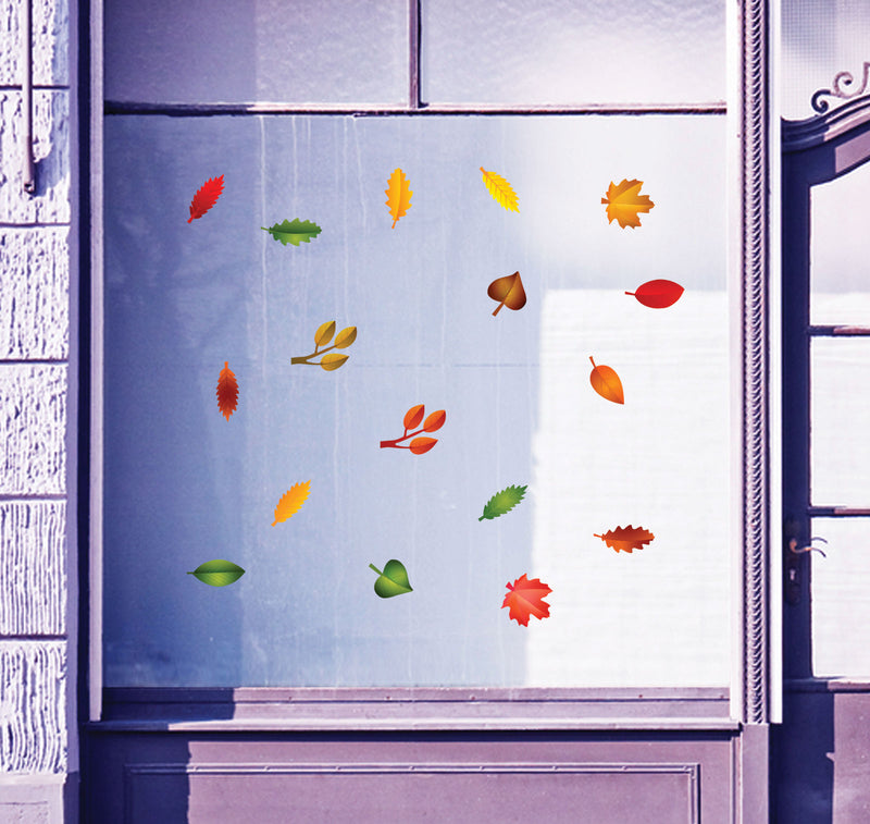 Autumn Leaves X 17 Window Static Reusable Leafs Display Decals Stickers S36