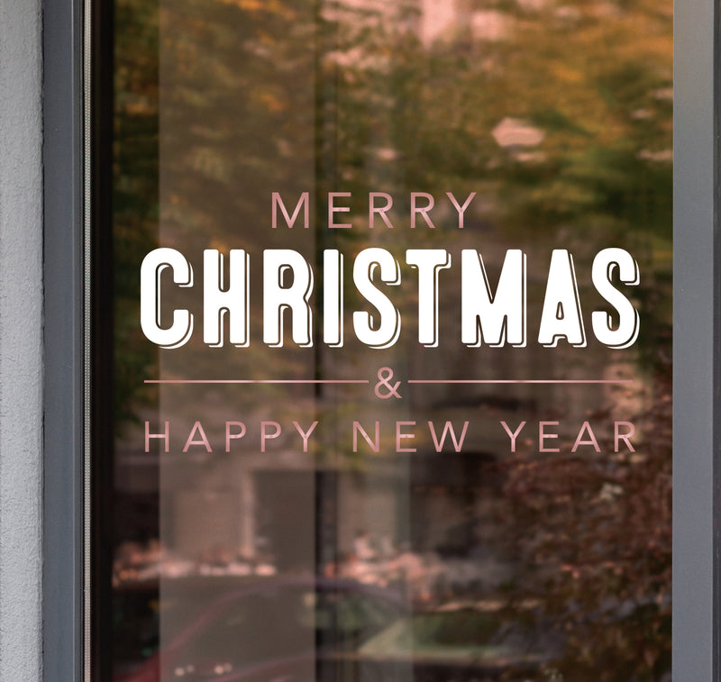 Merry Christmas Window Chrome Stickers Double-sided colour Shop Display S46