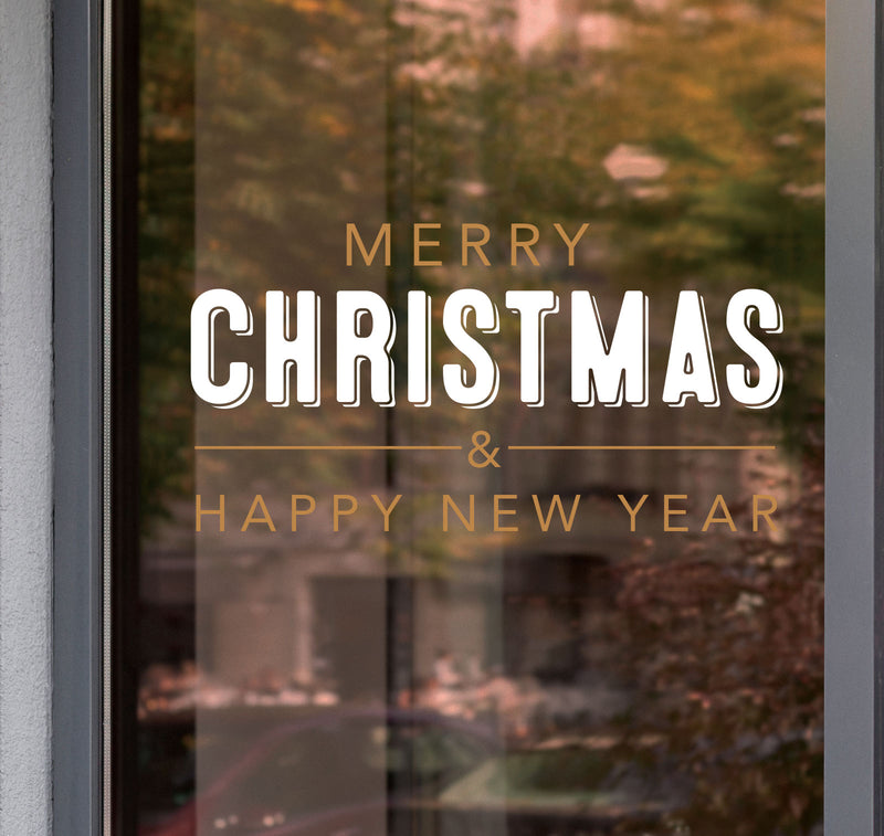 Merry Christmas Window Chrome Stickers Double-sided colour Shop Display S46
