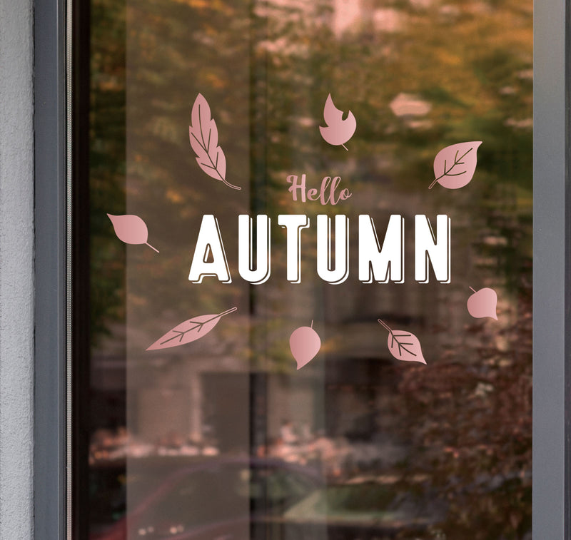 Hello Autumn Window Chrome Stickers Double-sided colour Shop Display S47