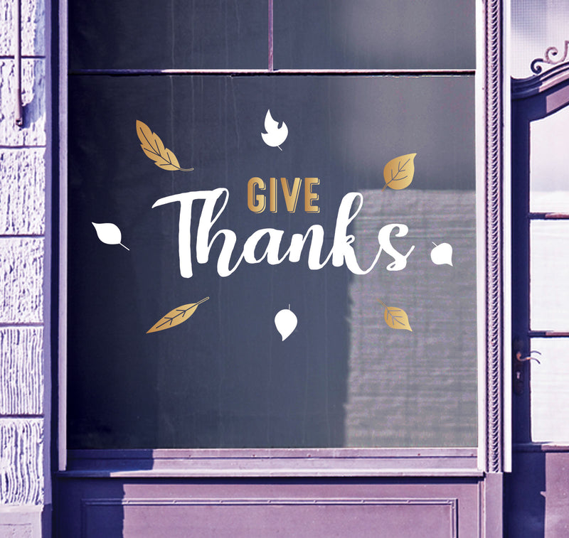 Give Thanks Giving Window Chrome Stickers Double-sided colour Shop Display S49