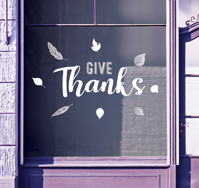 Give Thanks Giving Window Chrome Stickers Double-sided colour Shop Display S49