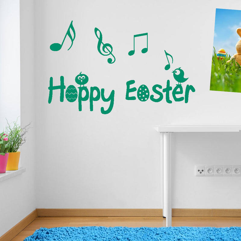 Happy Easter Music Notes Chicks Birds Sticker Decal Set Wall Window Decor A151