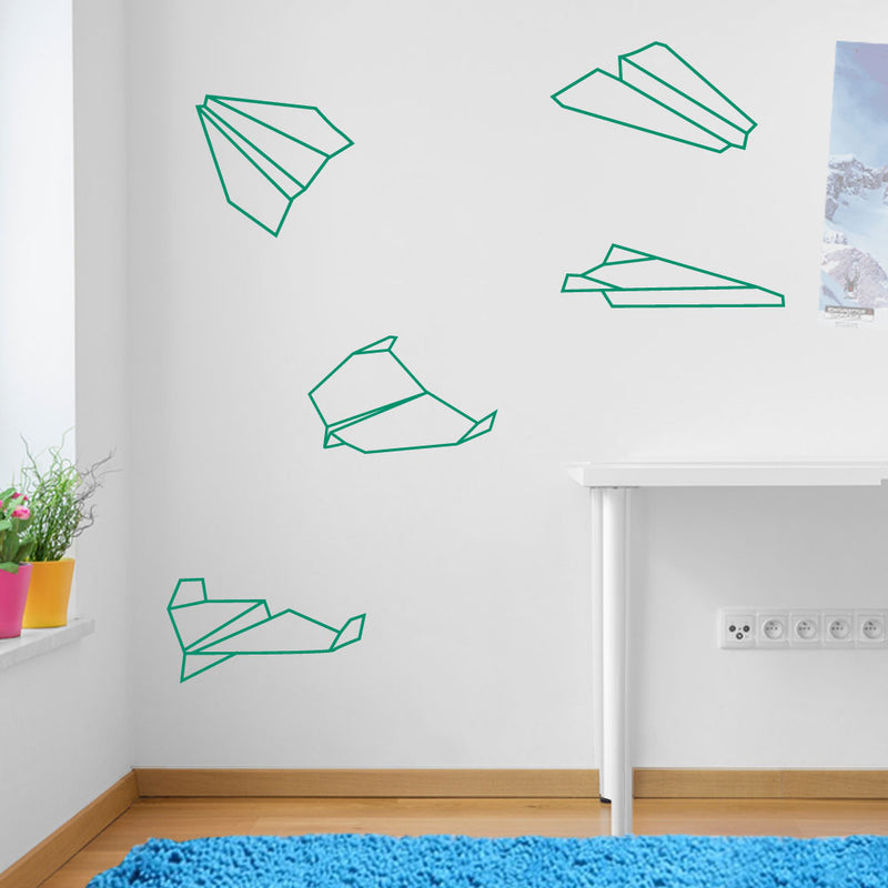 Paper Planes Origami Wall Sticker Set Decals Kids Decor Window Fun Vinyl A168