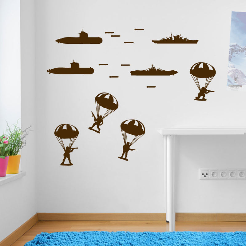 Army Military Paratroopers Submarines Wall Window Sticker Decals Kids Decor A170