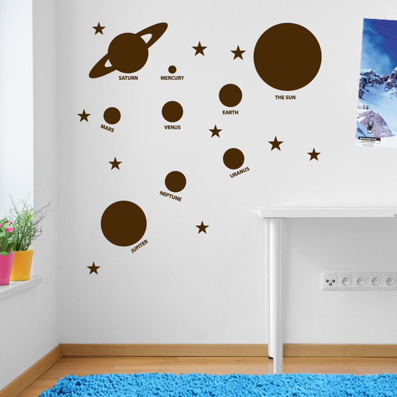 Planets Sun Solar System Space Wall Window Stickers Decals Kids Decor A136