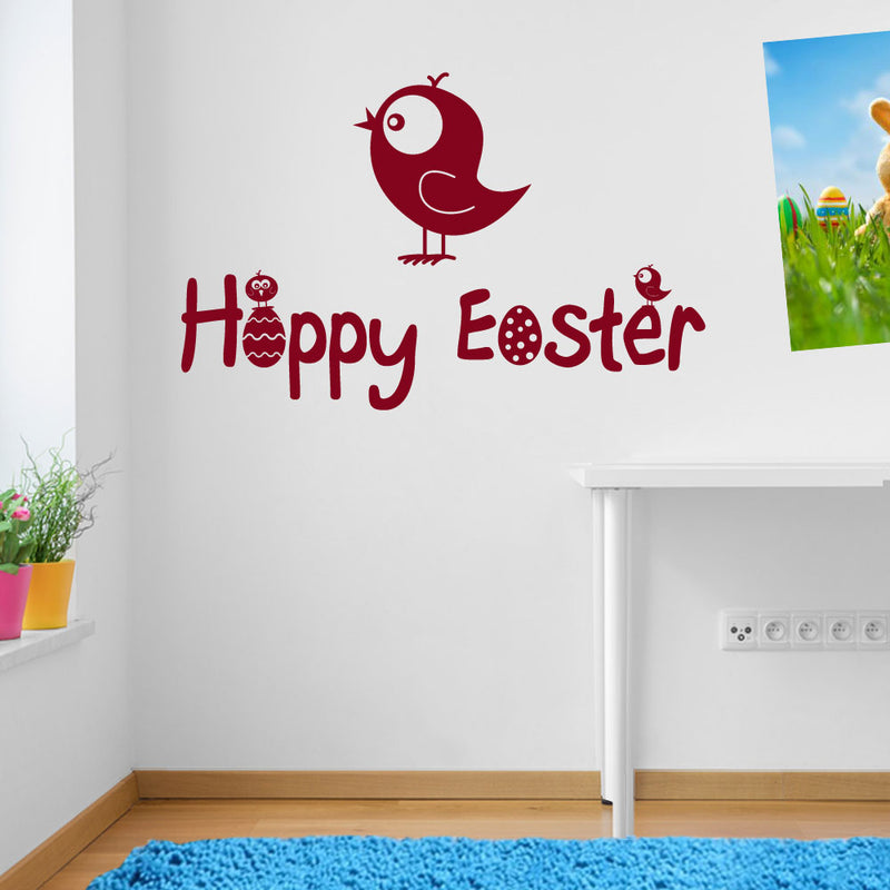 Happy Easter Chick Bird Sticker Decal Wall Window Kids Decor Fun Colourful A148