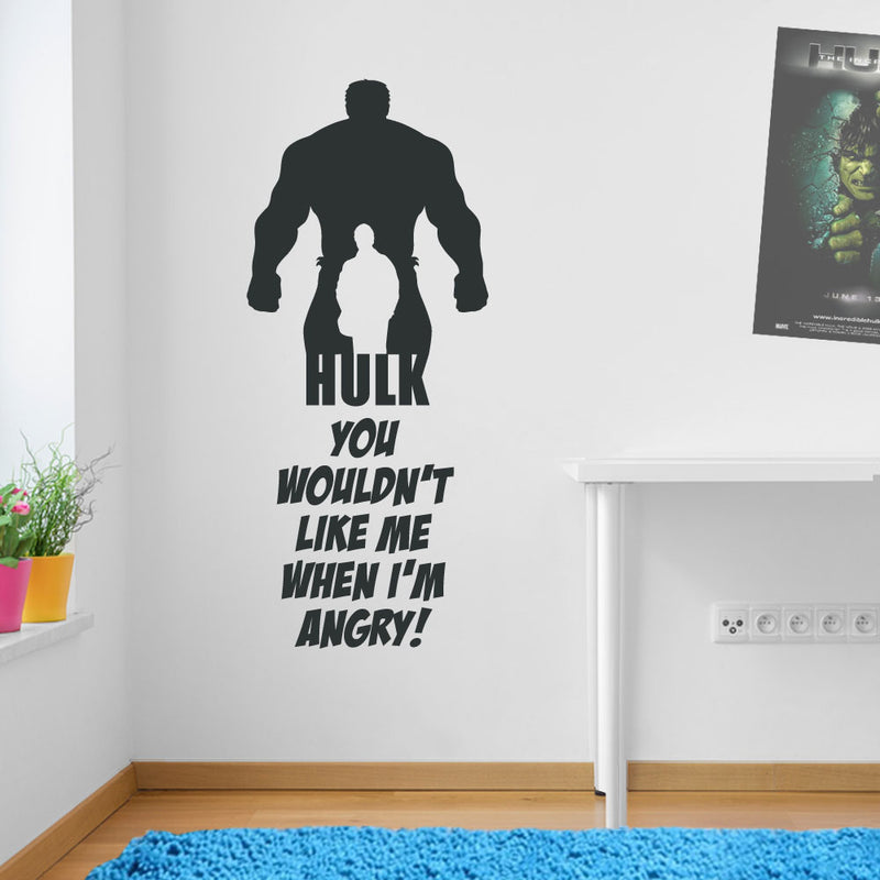Quote Wouldn't Like Me Angry Hulk Wall Sticker Decal Kid Decor Window Vinyl A161