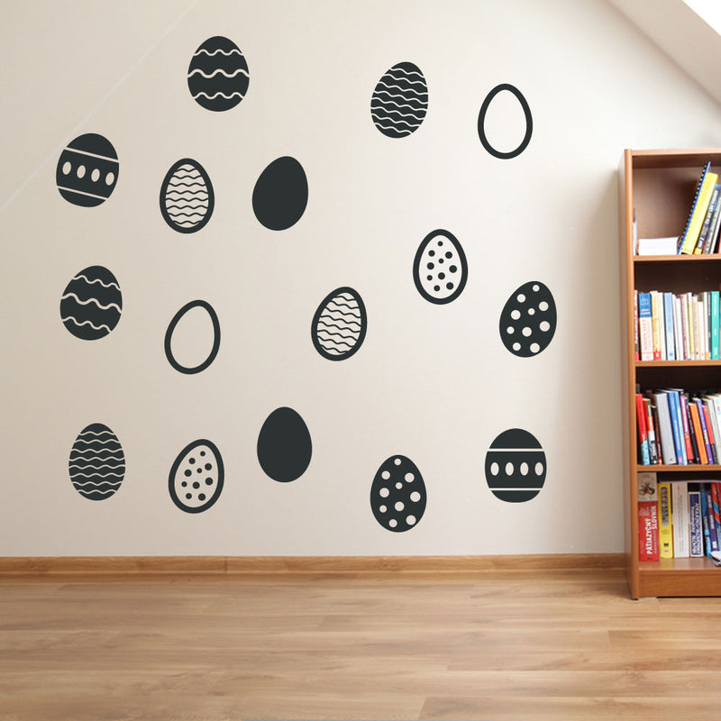 Easter Eggs Set of 16 Wall Stickers Decals Kids Decor Window Fun Colourful A145