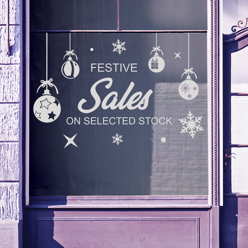 Christmas Shop Window Sale Xmas Baubles Decal Display Wall Stickers Festive B65