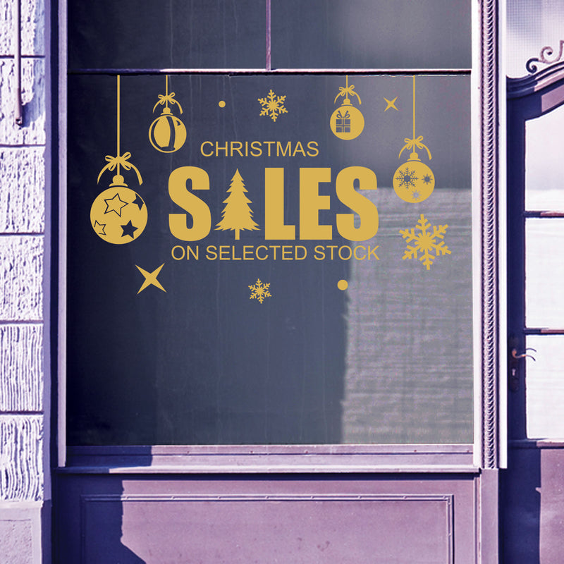 Christmas Shop Window Sale Items Baubles Decal Display Wall Stickers Festive B59