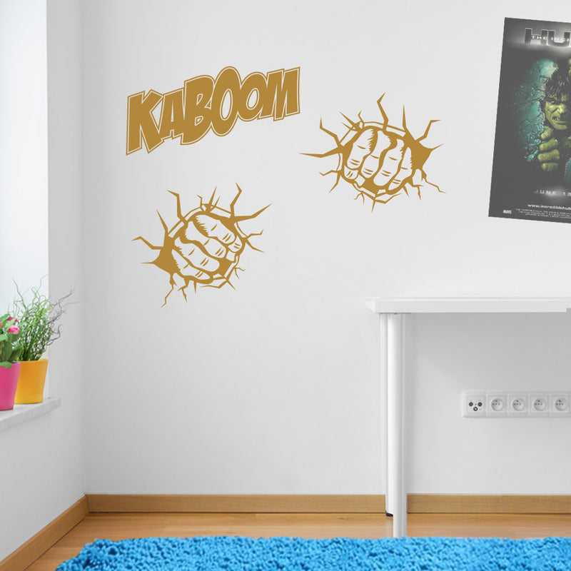 Kaboom Two Fists Hands Smash Wall Sticker Decal Kid Decor Window Colourful A162