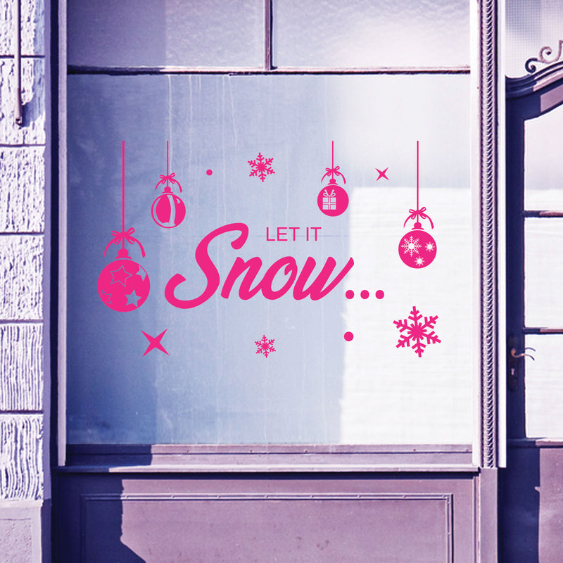 Christmas Shop Window Let It Snow Decal Display Xmas Wall Stickers Festive B57