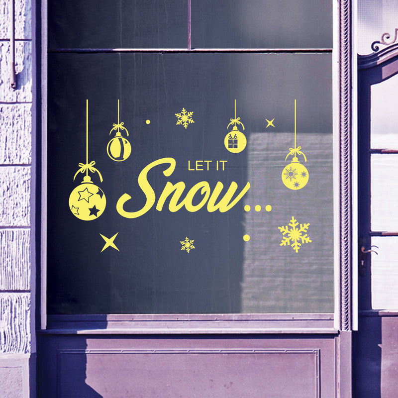 Christmas Shop Window Let It Snow Decal Display Xmas Wall Stickers Festive B57