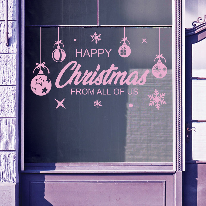 Christmas Shop Window Happy Xmas Baubles Decal Display Wall Stickers Festive B58