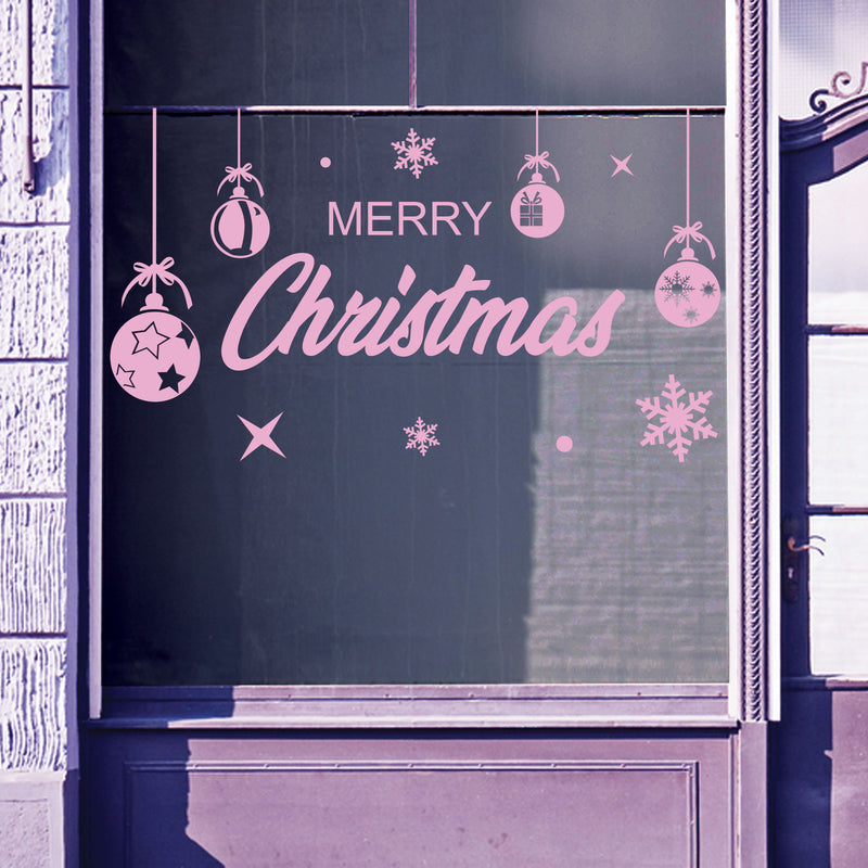 Christmas Shop Window Merry Xmas Baubles Decal Display Wall Stickers Festive B62