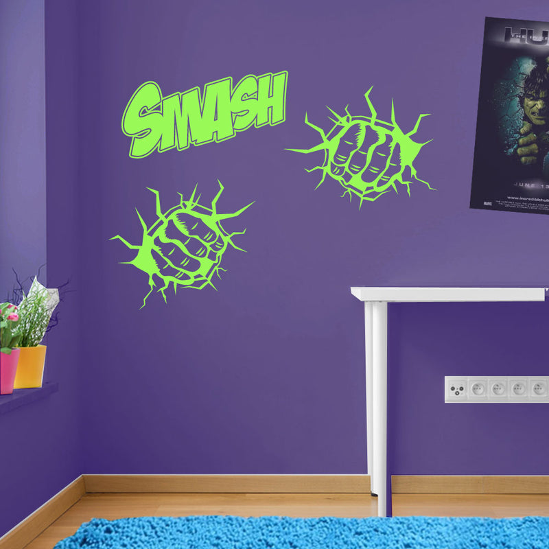 Smash Two Fists Wall Stickers Decals Kids Decor Window Fun Vinyl Colourful A157