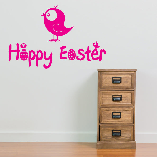 Happy Easter Chick Bird Sticker Decal Wall Window Kids Decor Fun Colourful A148