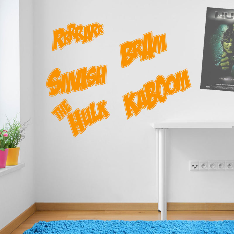 Smash Hulk Kaboom Wall Stickers Decal Kids Decor Window Fun Vinyl Colourful A160