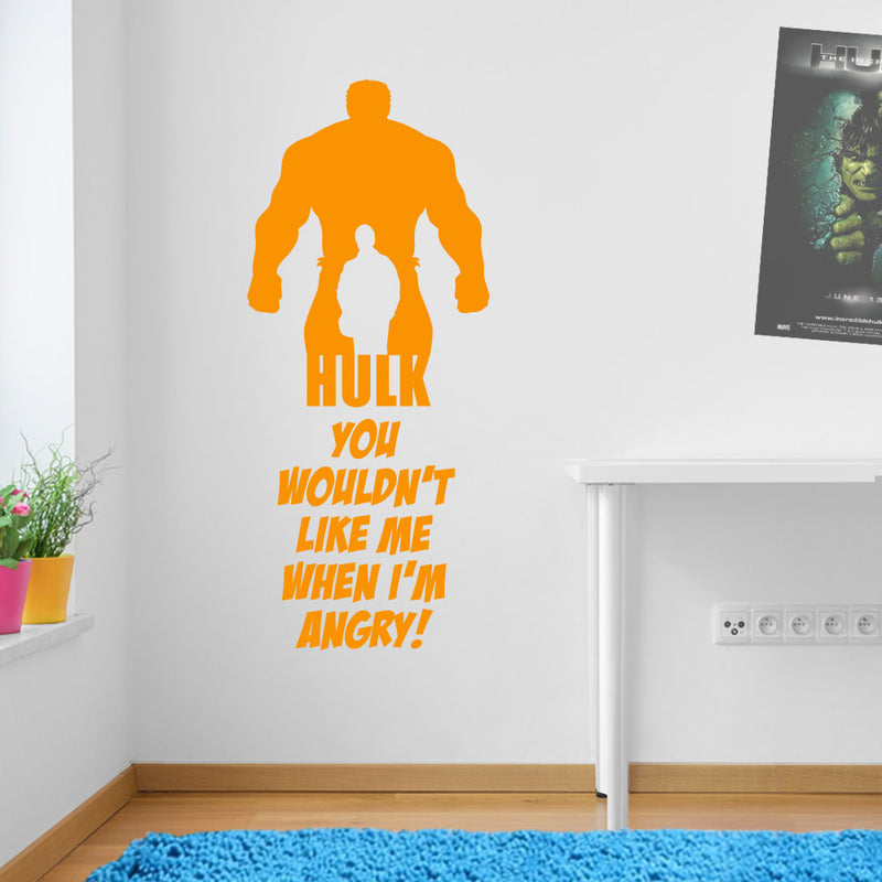 Quote Wouldn't Like Me Angry Hulk Wall Sticker Decal Kid Decor Window Vinyl A161