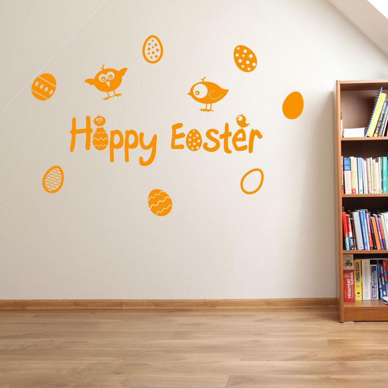 Happy Easter Eggs Stickers Decals Set Wall Window Kids Decor Fun Colourful A147