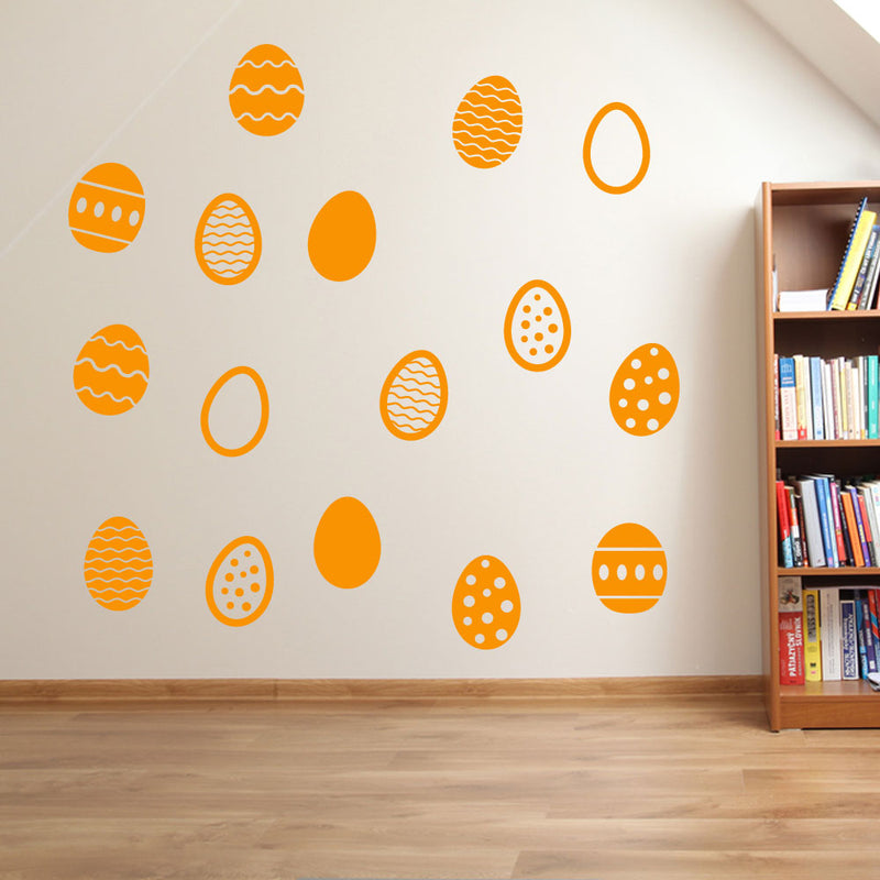 Easter Eggs Set of 16 Wall Stickers Decals Kids Decor Window Fun Colourful A145