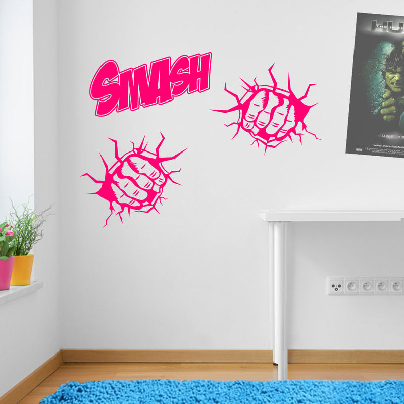 Smash Two Fists Wall Stickers Decals Kids Decor Window Fun Vinyl Colourful A157