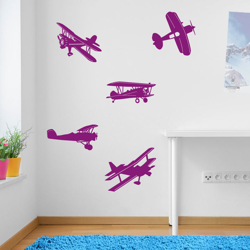 Planes Aircraft Wall Stickers Decal Kids Decor Window Fun Vinyl Colourful A165