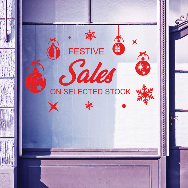 Christmas Shop Window Sale Xmas Baubles Decal Display Wall Stickers Festive B65