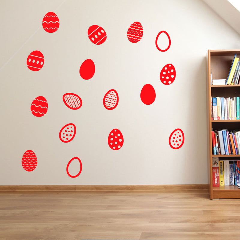 Easter Eggs Set of 16 Wall Stickers Decals Kids Decor Window Fun Colourful A146