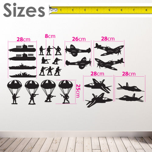 Military Soldiers Submarines RAF Wall Window Stickers Decals Kids Fun Vinyl A171