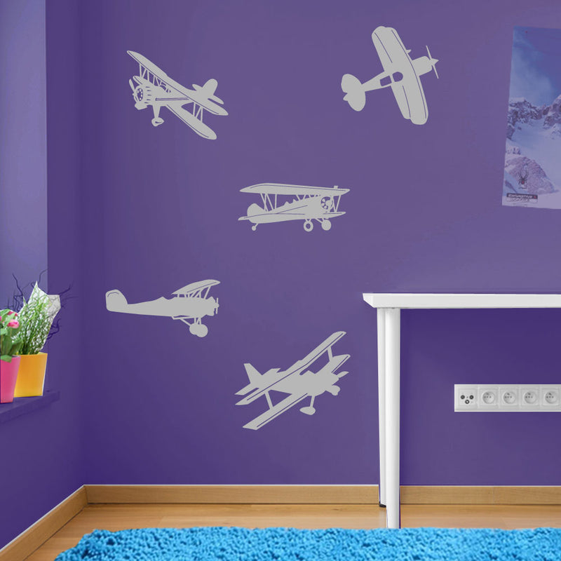 Planes Aircraft Wall Stickers Decal Kids Decor Window Fun Vinyl Colourful A165