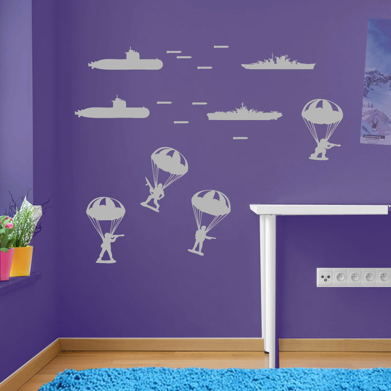 Army Military Paratroopers Submarines Wall Window Sticker Decals Kids Decor A170