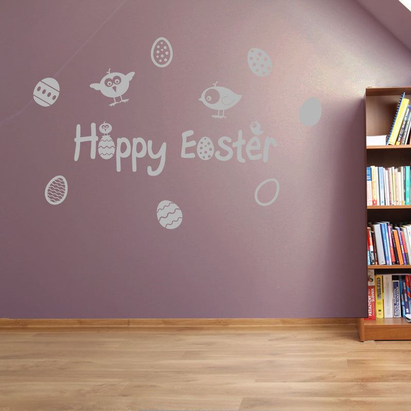 Happy Easter Eggs Stickers Decals Set Wall Window Kids Decor Fun Colourful A147