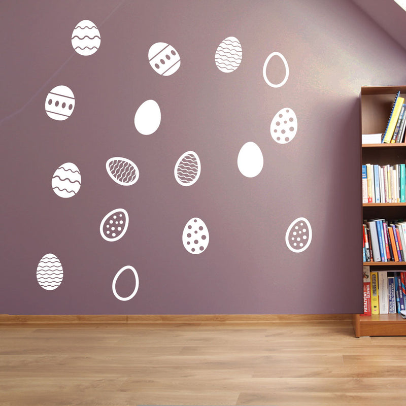 Easter Eggs Set of 16 Wall Stickers Decals Kids Decor Window Fun Colourful A146