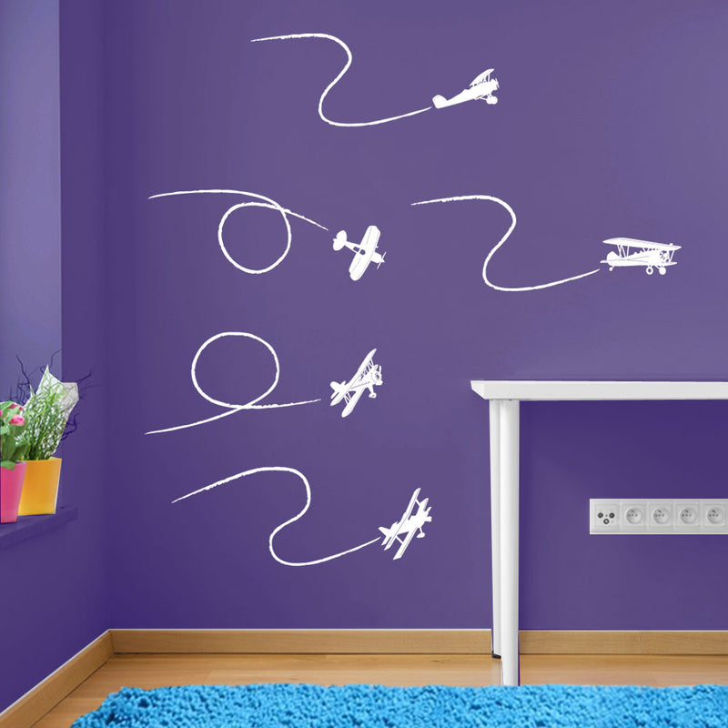 Planes Aircraft Contrail Wall Stickers Decal Kids Decor Window Fun Vinyl A163