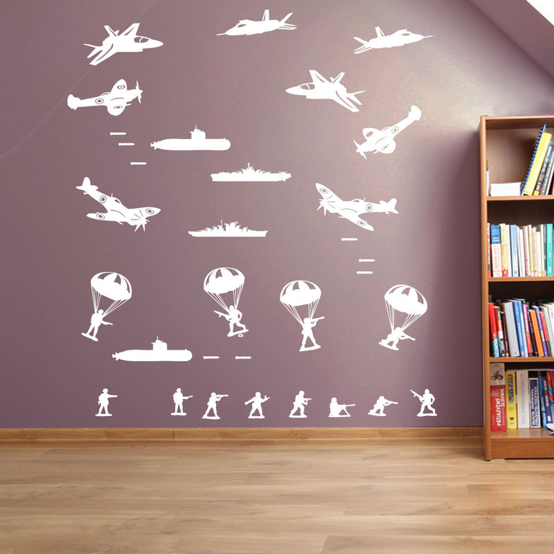 Military Soldiers Submarines RAF Wall Window Stickers Decals Kids Fun Vinyl A171
