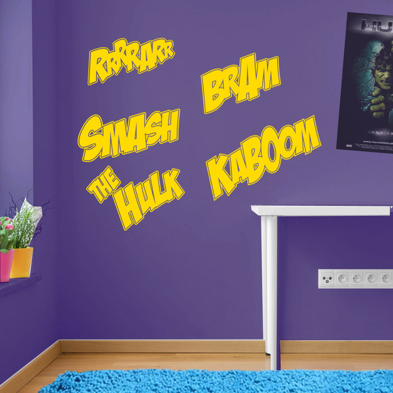 Smash Hulk Kaboom Wall Stickers Decal Kids Decor Window Fun Vinyl Colourful A160