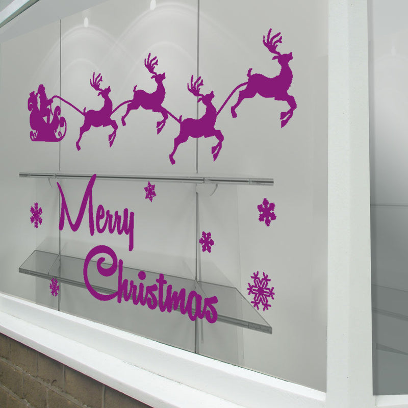 Merry Christmas Xmas Santa Display Snow Flakes Window Wall Decals Stickers A297