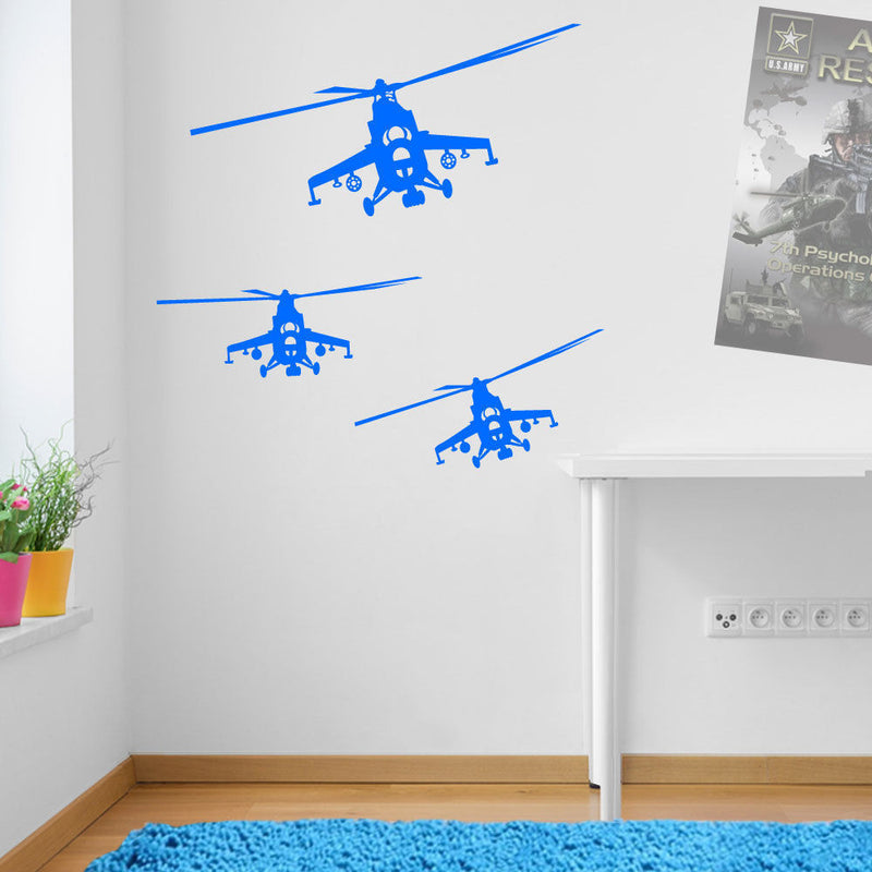 Military Army Apache Helicopter Men Matt Wall & Window Stickers Decal Kids A14