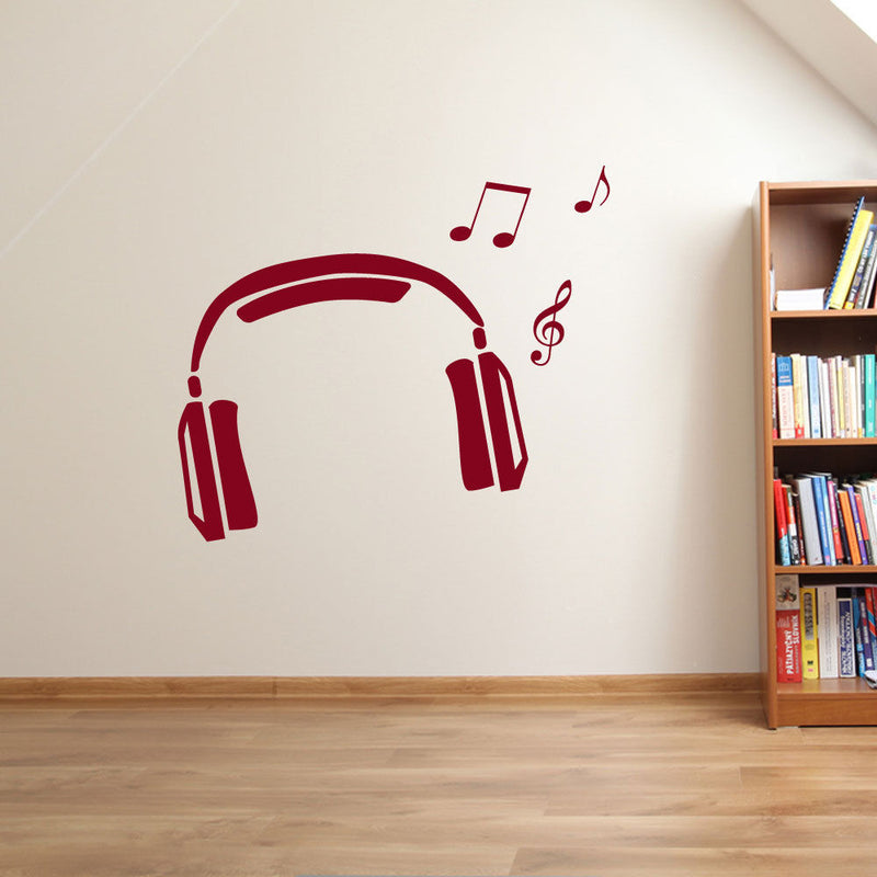Headphones and Music Notes Wall Sticker A68