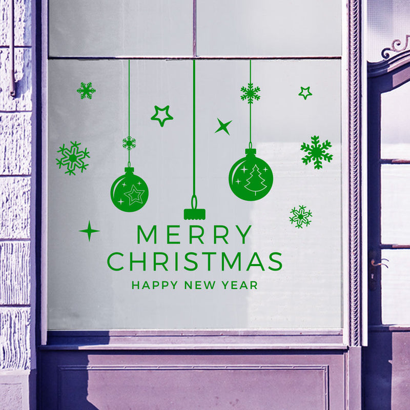 Merry Christmas Xmas Santa Display Snow Flake Window Vintage Decals Stickers B10