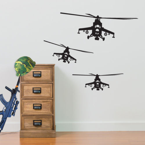 Military Army Apache Helicopter Men Matt Wall & Window Stickers Decal Kids A14